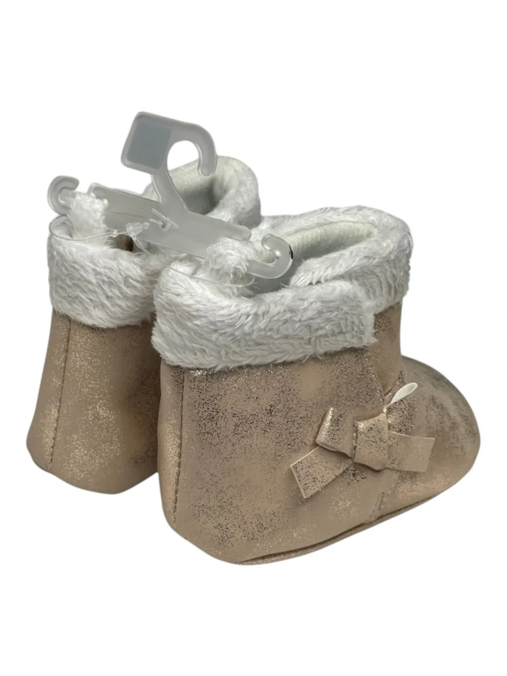 new Carter’s ❤︎ Bow Baby Faux Fur Trim Booties ❤︎ Rose Gold ❤︎ 3 - 6 Month ❤︎︎